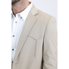 Platini Men's Double Button Western Khaki Blazer