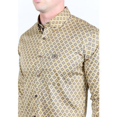 Platini Men’s Satin Cotton/Spandex Shirt - Beige