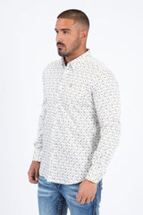 Platini Men’s Satin Cotton/Spandex Shirt - White/ Beige