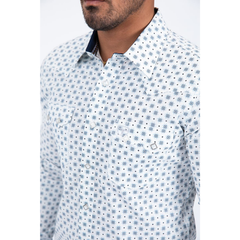 Platini Men's Western Modern Fit Shirt- White