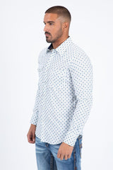 Platini Men's Western Modern Fit Shirt- White