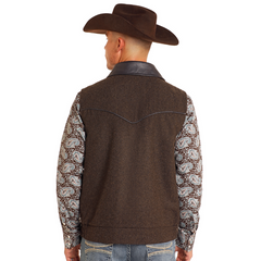 Powder River Men's Heather Holbrook Wool Vest - Dark Brown