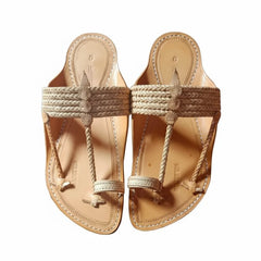 String Light leather Kolhapuri chappal for men, handcrafted braided strap leather sandal by NIIRA