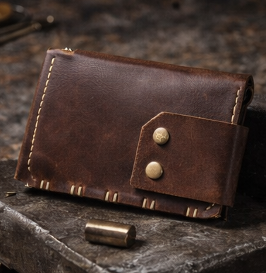 Superman Wallet by RAW / NIIRA, handcrafted leather wallet with artisan detail