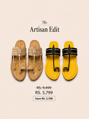 The Karigar Light + Craft by Karagiri Kolhapuri Chappal combo for men by NIIRA