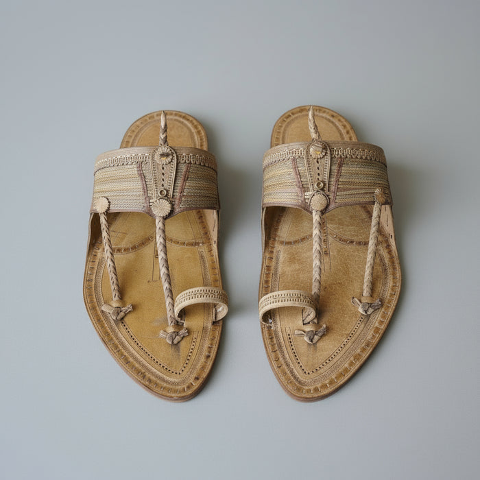 The Karigar Light leather Kolhapuri chappal for men, handcrafted by NIIRA