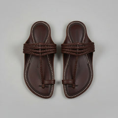 The Pointed Dark Kolhapuri chappal for men, sharp pointed-toe handcrafted leather sandal by NIIRA