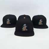 VBR Jalisco black cotton blend snapback cap front view with embroidered graphic
