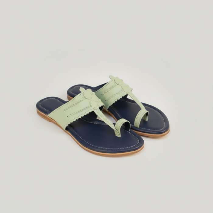 Vastra Super Soft Kolhapuri Kols for women in blue and green by NIIRA, handmade cushioned chappals