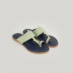 Vastra Super Soft Kolhapuri Kols for women in blue and green by NIIRA, handmade cushioned chappals