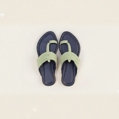 Vastra Super Soft Kolhapuri Kols for women in blue and green by NIIRA, handmade cushioned chappals