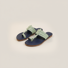 Women Kolhapuri | Vastra Super Soft Kols by NIIRA| Stylish & Comfortable | Handmade by Local Artisans - Blue and Green