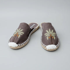 Wren Palm Tree espadrilles for women, handcrafted canvas flats with palm print by NIIRA