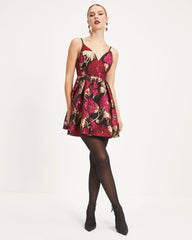 Fairest Of Them All Floral Metallic Organza Mini Dress