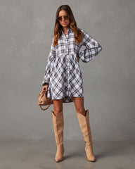 Oakleigh Plaid Button Front Mini Dress