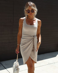 Wilmer Ribbed Front Tie Mini Dress