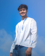 Aalam Shibori-print kurta, hand-dyed unisex cotton kurta by NIIRA