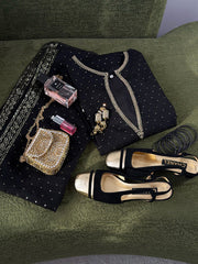 Anarkali Black | 3PC Chiffon D-543