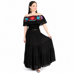 Artisanal Embroidered Blouse- Black
