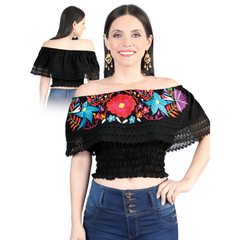 Artisanal Embroidered Blouse- Black