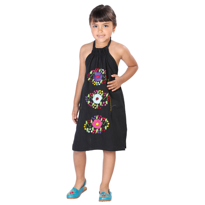 Artisanal Embroidered Dress - Black