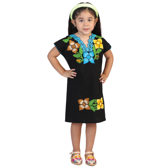 Artisanal Embroidered Dress- Black