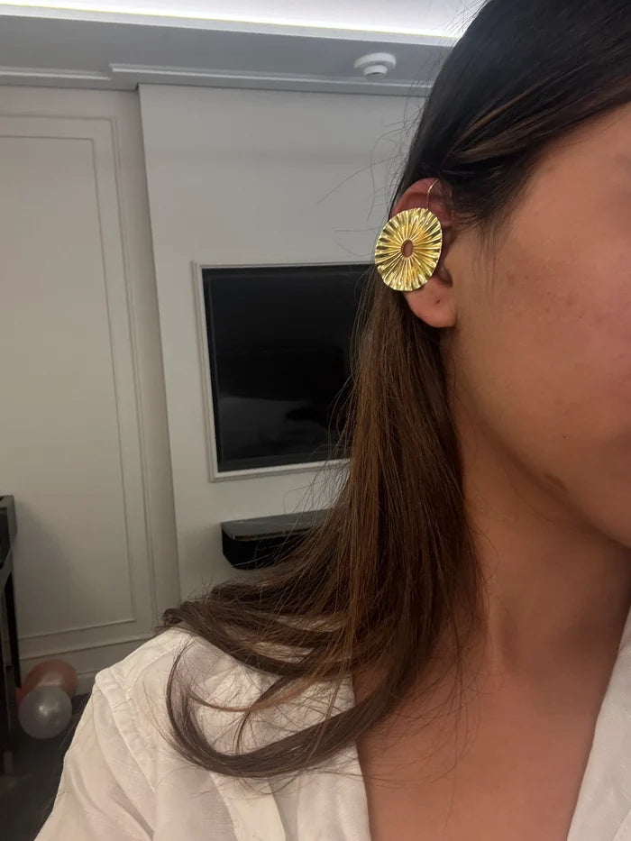 Baari Golden Hour Ear Cuff by NIIRA, handmade gold-dipped brass ear cuff no piercing needed