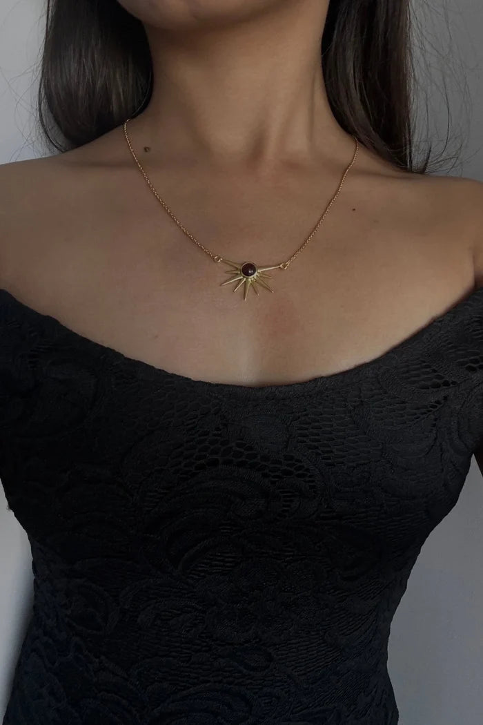 Baari Sun Glow minimal necklace by NIIRA, gold-dipped artisan-made pendant necklace