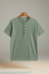 Bamboo Tee with coconut button for men, sustainable bamboo-fabric t-shirt by NIIRA