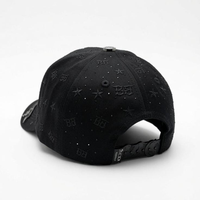 Bigg Boss Triple Star Rhinestone Cap – Black/Silver