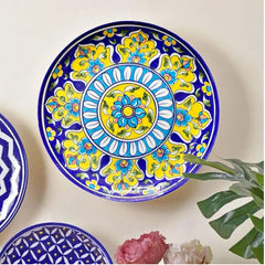 Jaipur Blue Pottery handpainted ceramic plate by NIIRA, traditional Indian home decor