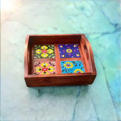 Blue Pottery Tray 4 Tiles