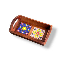Blue Pottery Tray with 2 Tiles
