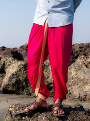 Dhoti Drapers for Men with Border  - Maroon