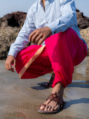 Dhoti Drapers for Men with Border  - Maroon