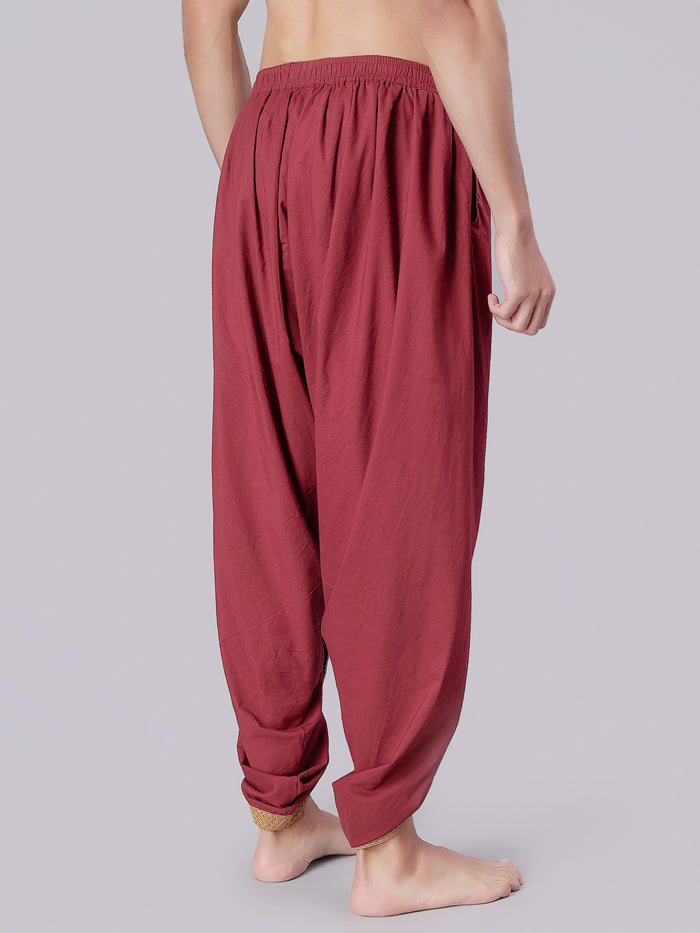 Dhoti Drapers for Men with Border  - Maroon