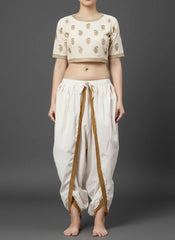White Dhoti Drapers with Border for Women