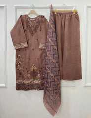 Eid Edit: Embroidered 3PC (Premium Cotton) D-487
