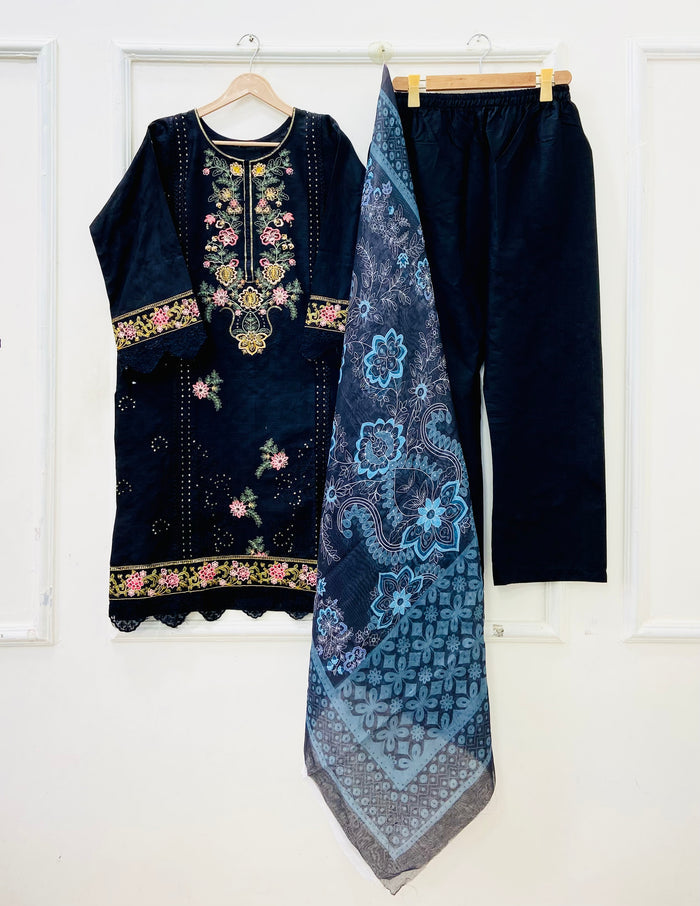 Embroidered | 3PC Cotton D-698