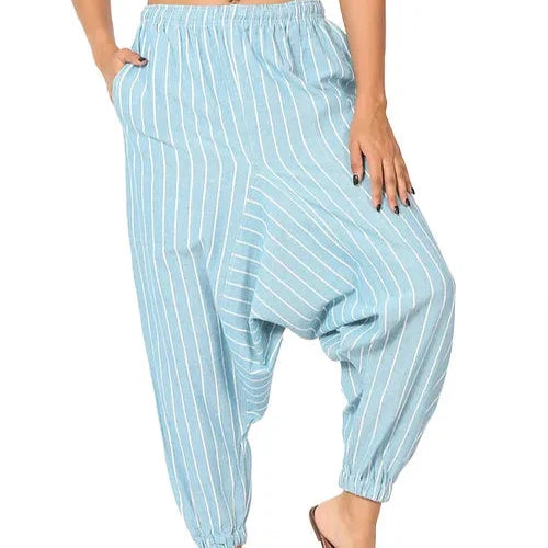 Gypsy Stripes Pants for women by NIIRA, breathable striped cotton harem pants