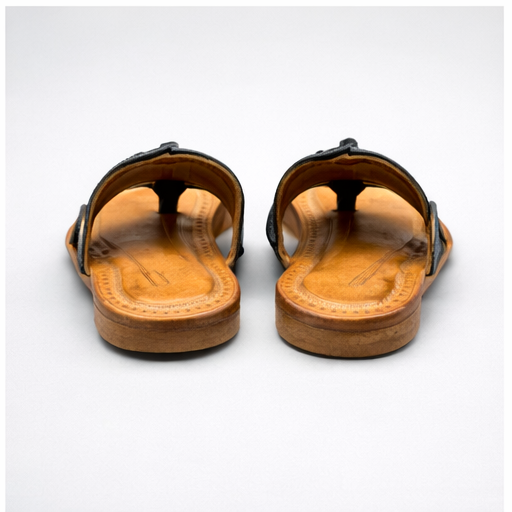 Pair of brown sandals on a white background