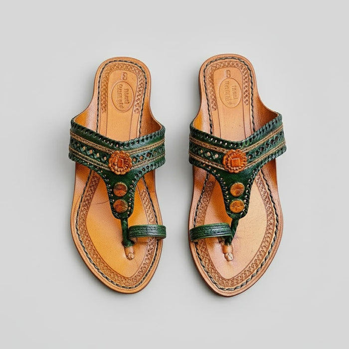 Karagiri Vaan leather Kolhapuri chappal for women, handcrafted artisan sandal by NIIRA