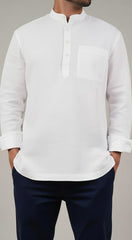 Khadi White Kurta for men by NIIRA, handwoven pure cotton kurta