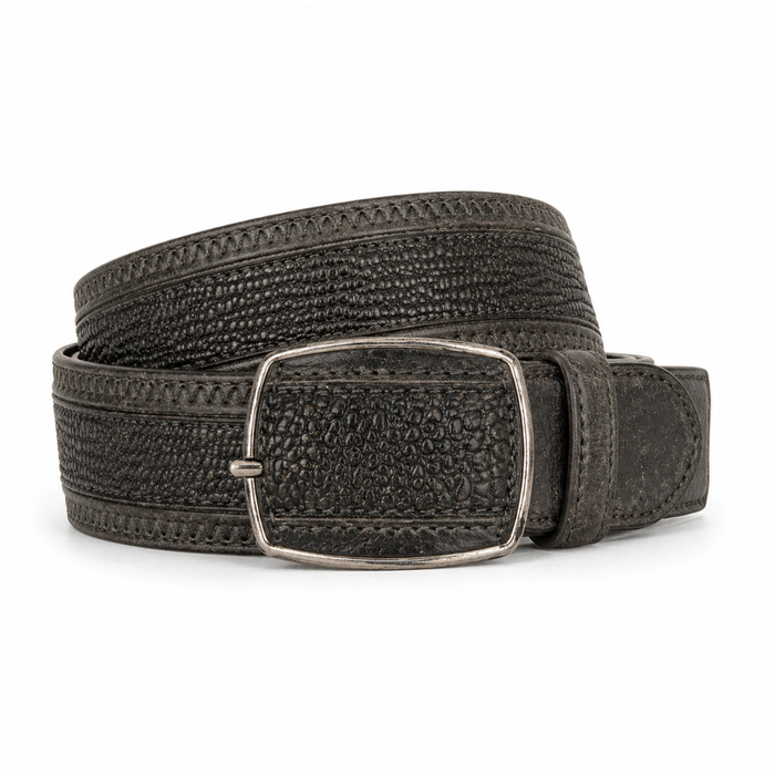 Los Altos Shark Laser Belt with Square Buckle - Rustic Gray