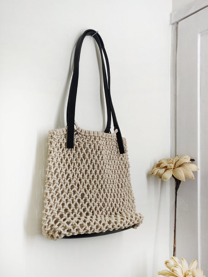 black and white hand bag