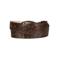 Men’s El General Cowboy Belt Imitation Ostrich Leather - Brown