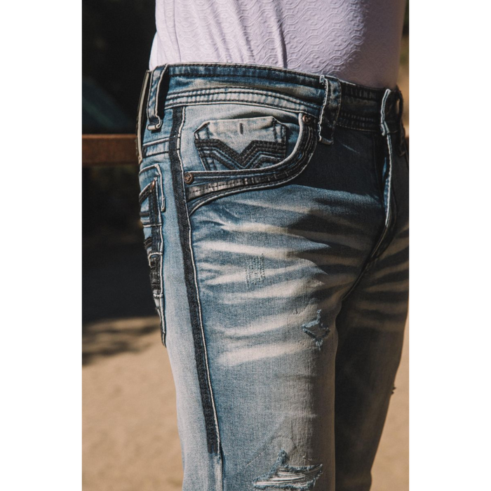 Men's Light Slim Boot Cut Triple Stitch Signature Pocket Denim Pants