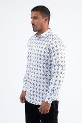 Mens Modern Fit Stretch Foil Fashion Shirt- Brown