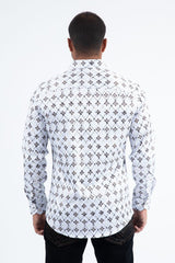 Mens Modern Fit Stretch Foil Fashion Shirt- Brown
