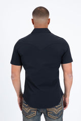Mens "PERFORMANCE" Western Short Sleeve Shirt- Black